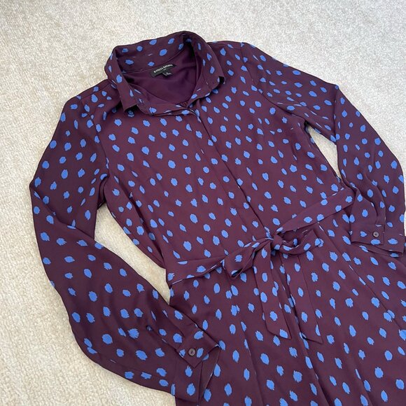 Banana Republic Factory Flowy Blue Purple Work Shirt Dress 8 - Picture 3 of 10